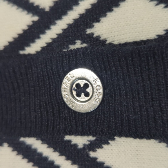 Michael Kors blue and white diamond design quarter sleeve cardigan button up - Picture 5 of 13